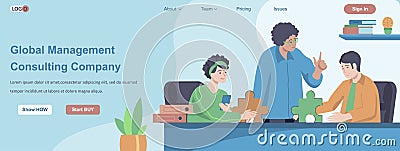 Global Management Consulting Company web banner concept Vector Illustration