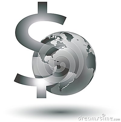 Global money dependence sign Vector Illustration