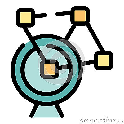 Global network connecting data blocks with lines and circles Vector Illustration