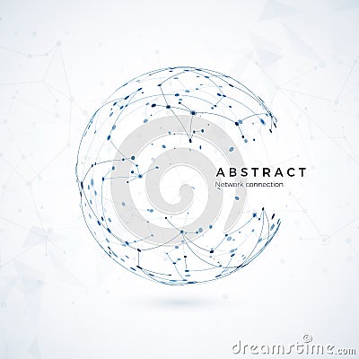 Global network connection. Abstract world wireframe, point and line composition concept of global net Vector Illustration