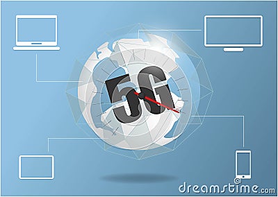 Global network connection 5G internet high speed rate. World point line worldwide information technology data exchange business. Stock Photo