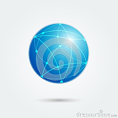 Global network wire symbol, world internet logo Vector Illustration