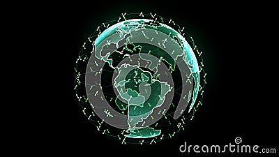 Global network network connection the world abstract 3D rendering satellites starlink. satellites create oneweb or Stock Photo