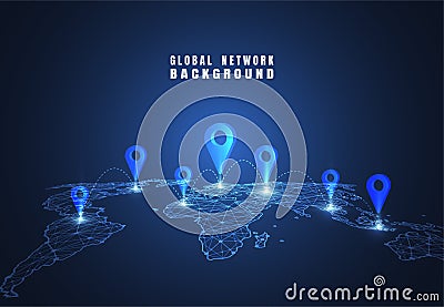 Global network connection. World map point and line composition concept of global business. Vector Illustration Vector Illustration