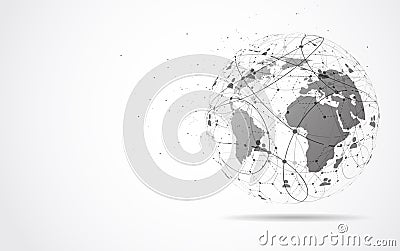 Global network connection. World map point and line composition Vector Illustration