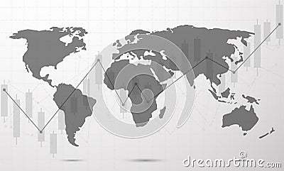 Global network connection. World map point and line Vector Illustration