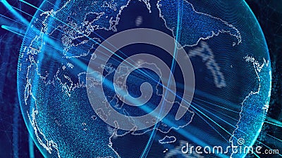 Global network connection. World map point. Representing the global. Network connection. 3D rendering Stock Photo