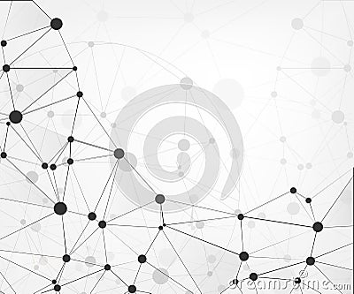 Global network connections with points and lines. Abstract technology background. Molecular structure with connected points. Vecto Vector Illustration