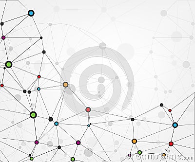 Global network connections with points and lines. Abstract technology background. Molecular structure with connected points. Vecto Vector Illustration