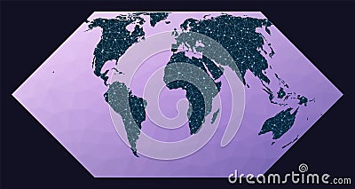 Global network. Eckert II projection. Vector Illustration