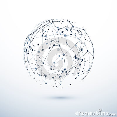 Global network icon. Abstract structure of worldwide web. Sphere with nodes and connections. Vector Vector Illustration