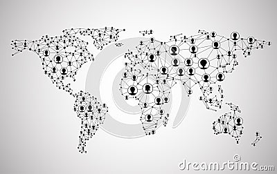 Global network mesh. Earth map. Vector Illustration