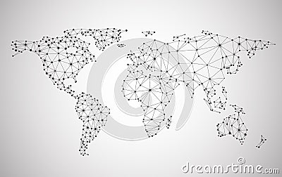 Global network mesh. Earth map Vector Illustration