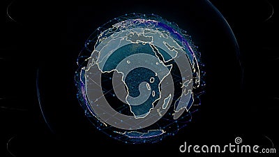Global network network connection the world abstract 3D rendering satellites starlink. satellites create oneweb or Stock Photo