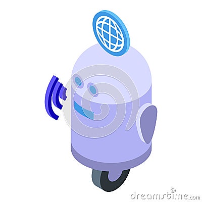 Global network robot communicating using wifi signal Vector Illustration