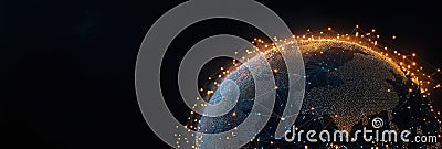Global network system. Innovative tech. Global connectivity. World map. Data transfer. Bandwidth. Information tech. Global Stock Photo