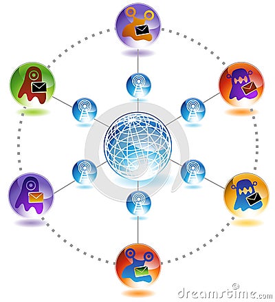 Global Network Viruses Vector Illustration