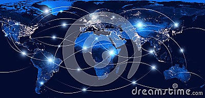 Global networking and international communication. World map as a symbol of the global network. Elements of this image Stock Photo