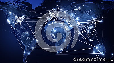 Global networking and international communication. World map as a symbol of the global network. Elements of this image Stock Photo