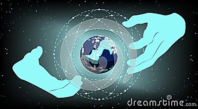 Global networks business management. Concept . Vecto Vector Illustration