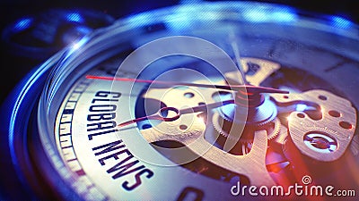 Global News - Text on Vintage Watch. 3D Illustration. Stock Photo