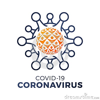 Global Pandemic. Coronavirus Pandemia Protection Badge. Stay Home Design Concept. Corona Virus Earth Globe Icon. Covid Caution Vector Illustration