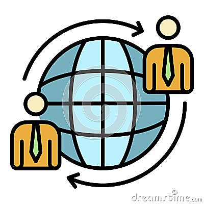 Global partner business icon color outline vector Vector Illustration