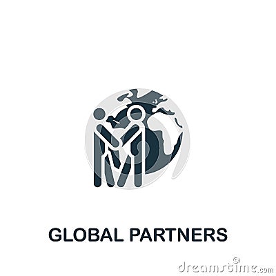 Global partners icon. Monochrome simple sign from collaboration collection. Global partners icon for logo, templates Vector Illustration