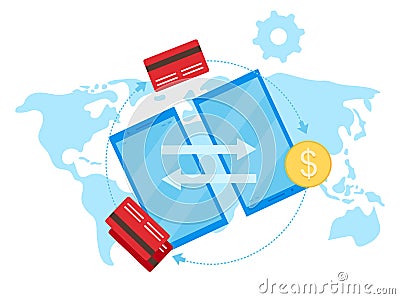 Global payment system flat vector illustration Vector Illustration