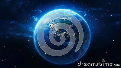 Global planet earth globe space blue map background Stock Photo