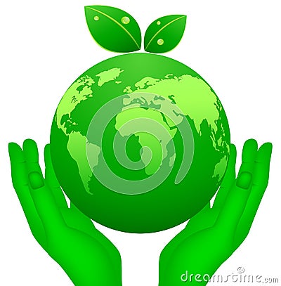 Global planet and hand Vector Illustration