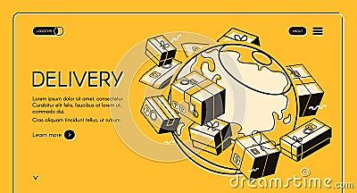 Global postal mail delivery vector halftone line Vector Illustration