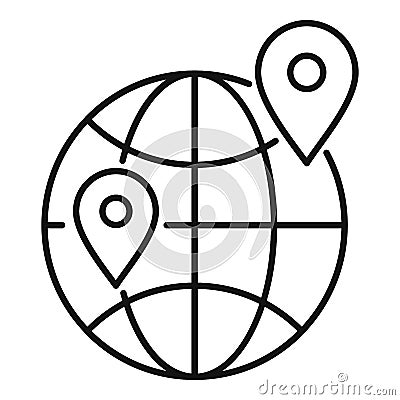 Global relocation icon, outline style Vector Illustration