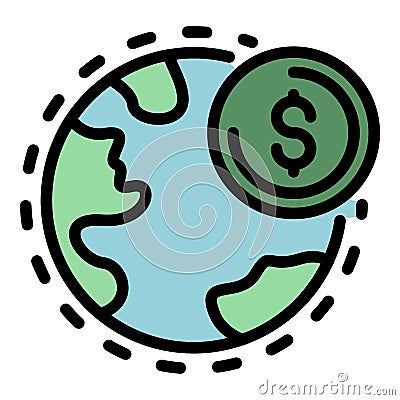 Global restructuring icon color outline vector Stock Photo