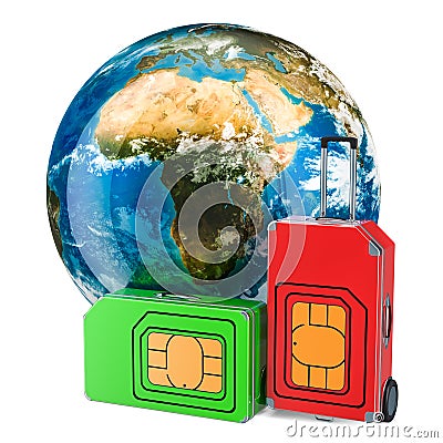 Global roaming and traveling, Travel Sim concept, 3D rendering Stock Photo