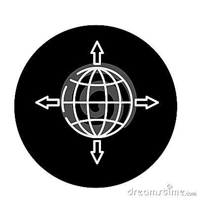 Global sales channels black icon, vector sign on isolated background. Global sales channels concept symbol, illustration Vector Illustration