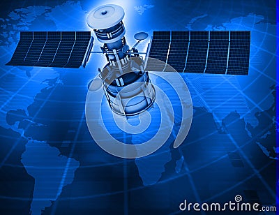 Global Satellite communications Cartoon Illustration
