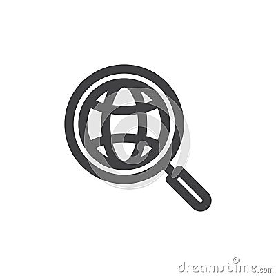 Global search line icon, outline vector sign, linear style pictogram isolated on white. Vector Illustration