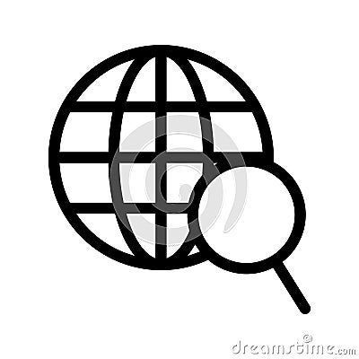 Global search vector line icon Vector Illustration