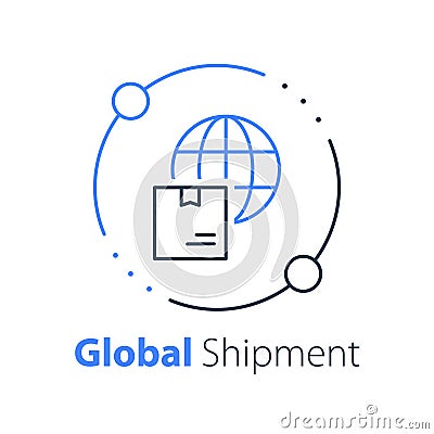 Global shipment, delivery, transportation company, distribution service Vector Illustration
