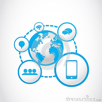 Global smartphone social media concept Vector Illustration