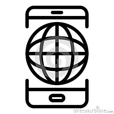 Global smartphone strategy icon, outline style Vector Illustration