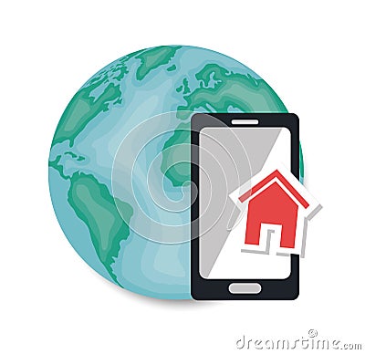 Global smartphone web page communication Vector Illustration