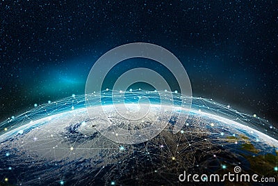 A global social, information network across the planet Stock Photo