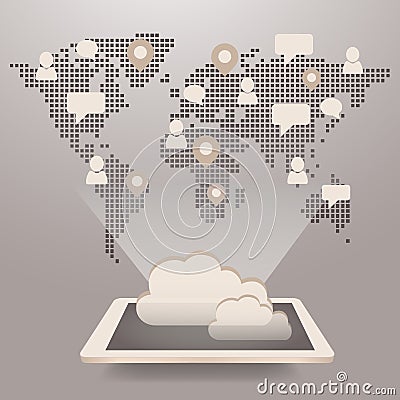 Global Social Media and Cloud Computing concept Vector Illustration