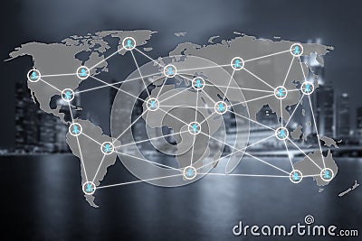 Global social network or people management connection diagram Stock Photo