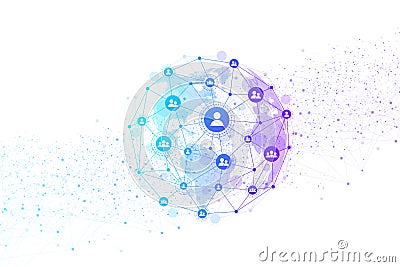 Global structure networking and data connection concept. Social network communication in the global computer networks Vector Illustration
