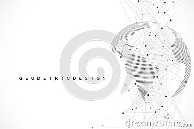Global structure networking and data connection concept. Social network communication in the global computer networks Vector Illustration