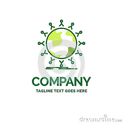 global, student, network, globe, kids Flat Business Logo templat Vector Illustration