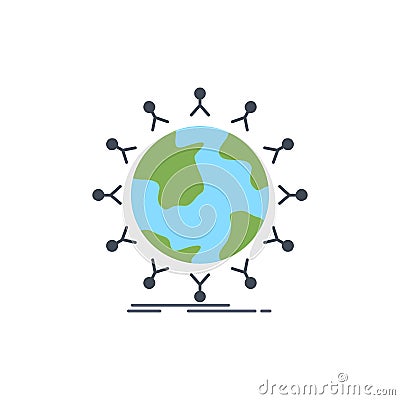 global, student, network, globe, kids Flat Color Icon Vector Vector Illustration